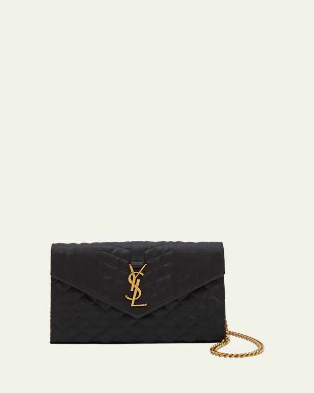 YSL Monogram Large Wallet on Chain in Satin